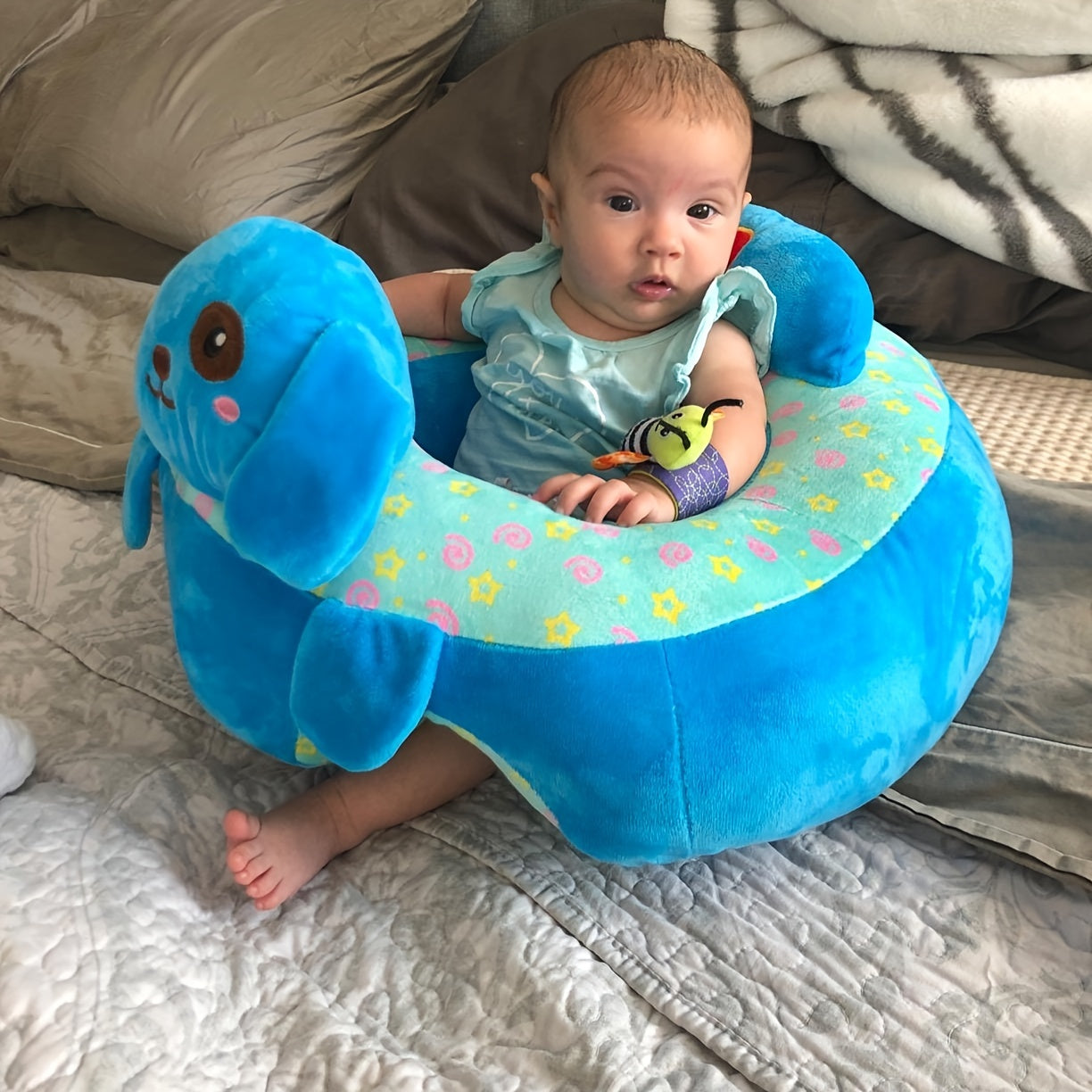 Fauteuil Élégant pour Jeunes Enfants en Peluche Éléphanteau - Siège Douillet et Educatif, Parfait comme Cadeau de Noël (Rose/Violet/Vert/Bleu)
