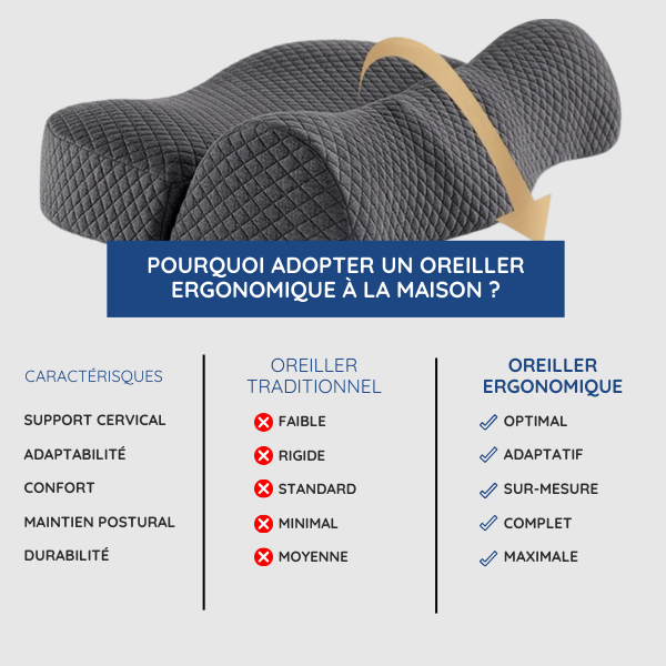 Oreiller Ergonomique de Contour Cervical | Conception à Mémoire de Forme
