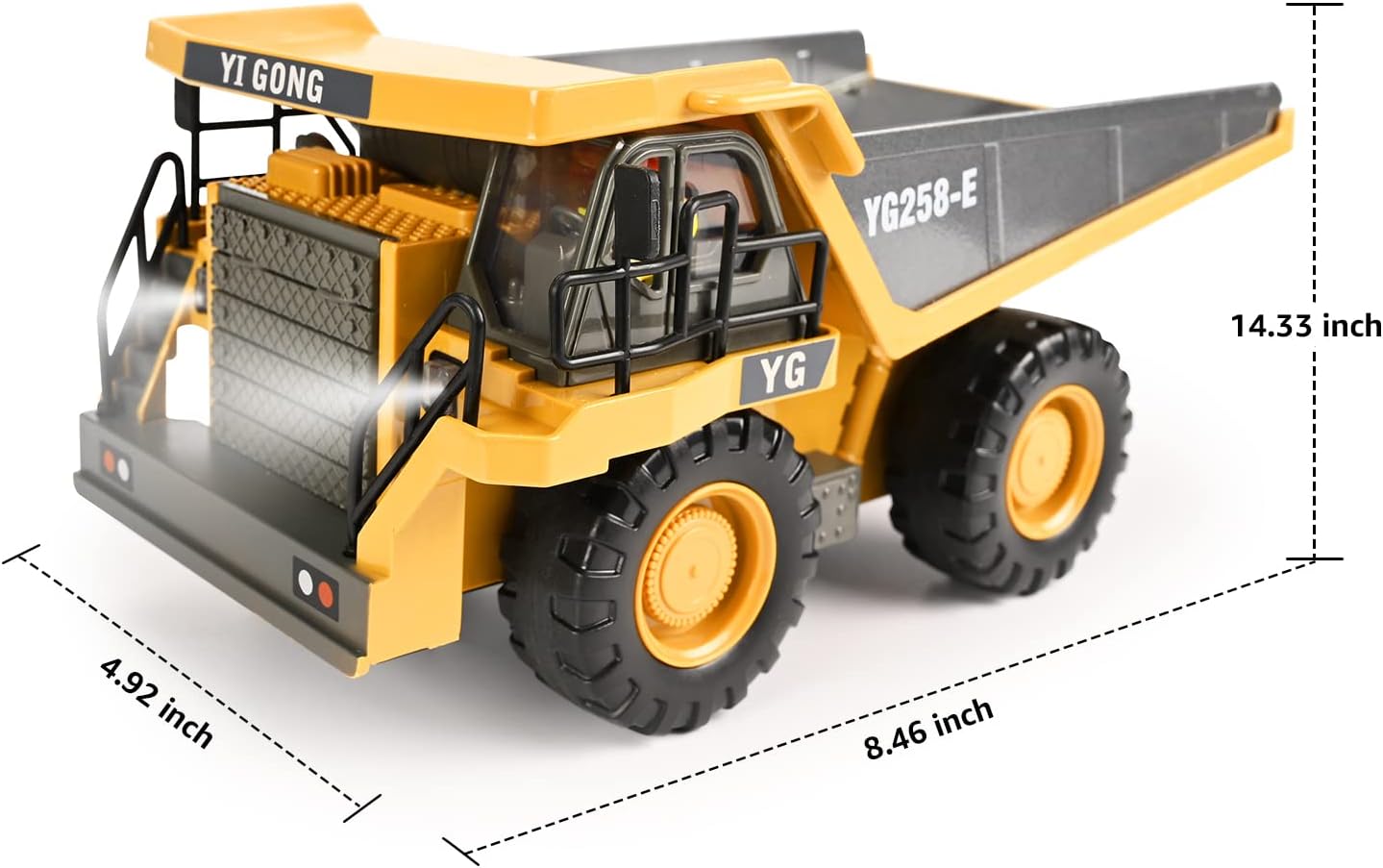 Jouet d'Excavatrice Télécommandée | Excavatrice RC à 680° avec 2 Batteries, Pelle en Métal, Lumières/Sons pour Enfants de 3 à 8 Ans