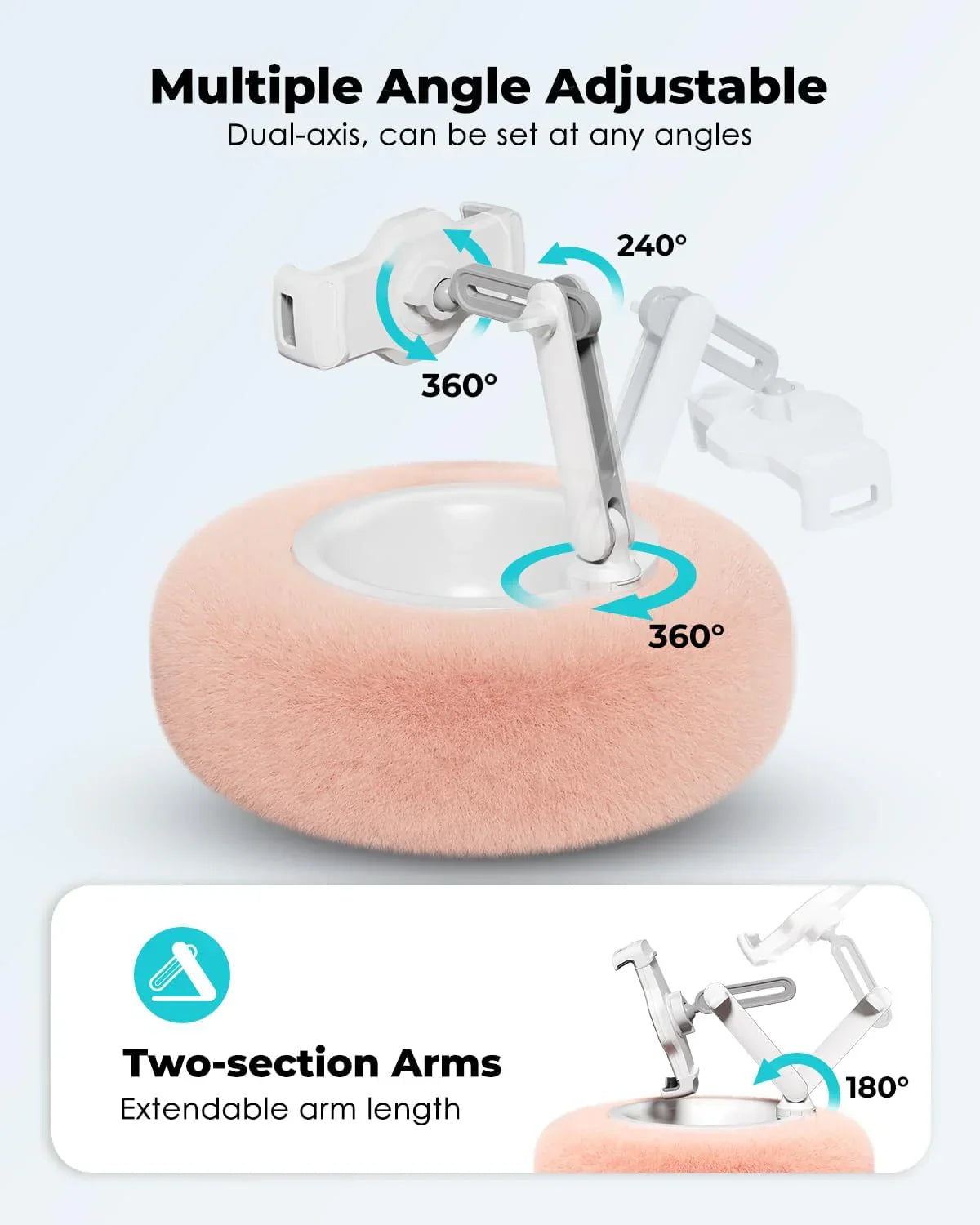 Coussin support de tablette compatible avec les écrans de 4,7 à 13 pouces l pour iPhone, Android et tablettes