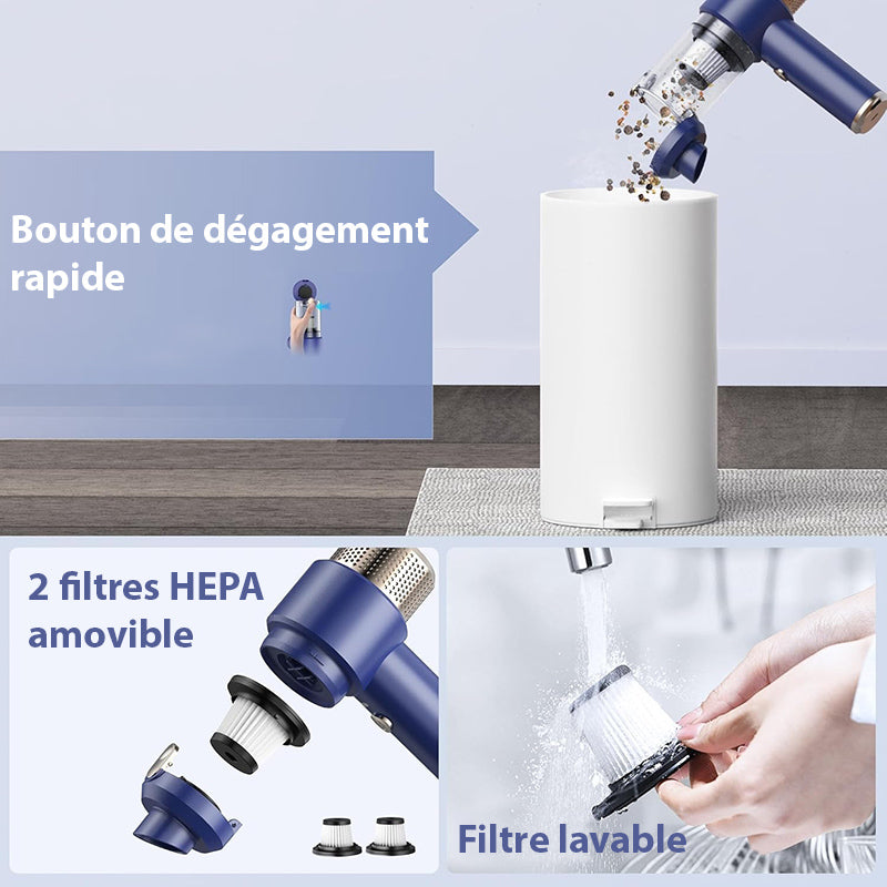 Aspirateur à Main Sans Fil pour Voiture Puissant et Efficace