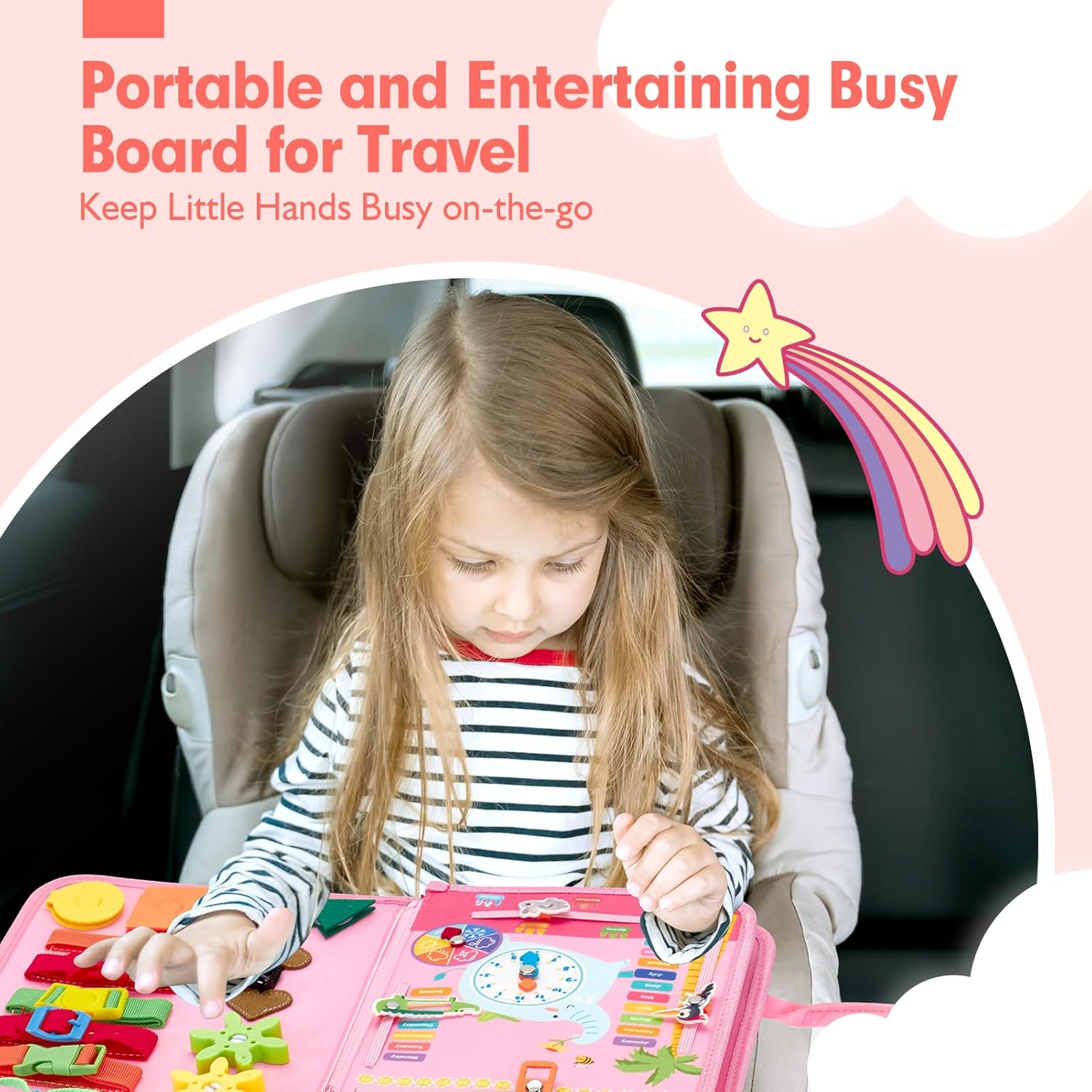 Jouet Éducatif pour la Petite Enfance Busy Board | Lettres, Alphabets, Formes, Couleurs et Animaux, Jouets Montessori pour Tout-Petits de 2, 3, 4 Ans