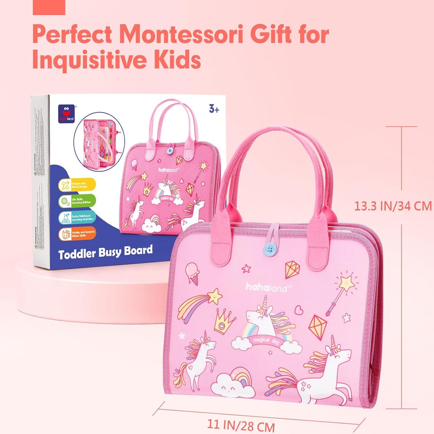 Jouet Éducatif pour la Petite Enfance Busy Board | Lettres, Alphabets, Formes, Couleurs et Animaux, Jouets Montessori pour Tout-Petits de 2, 3, 4 Ans
