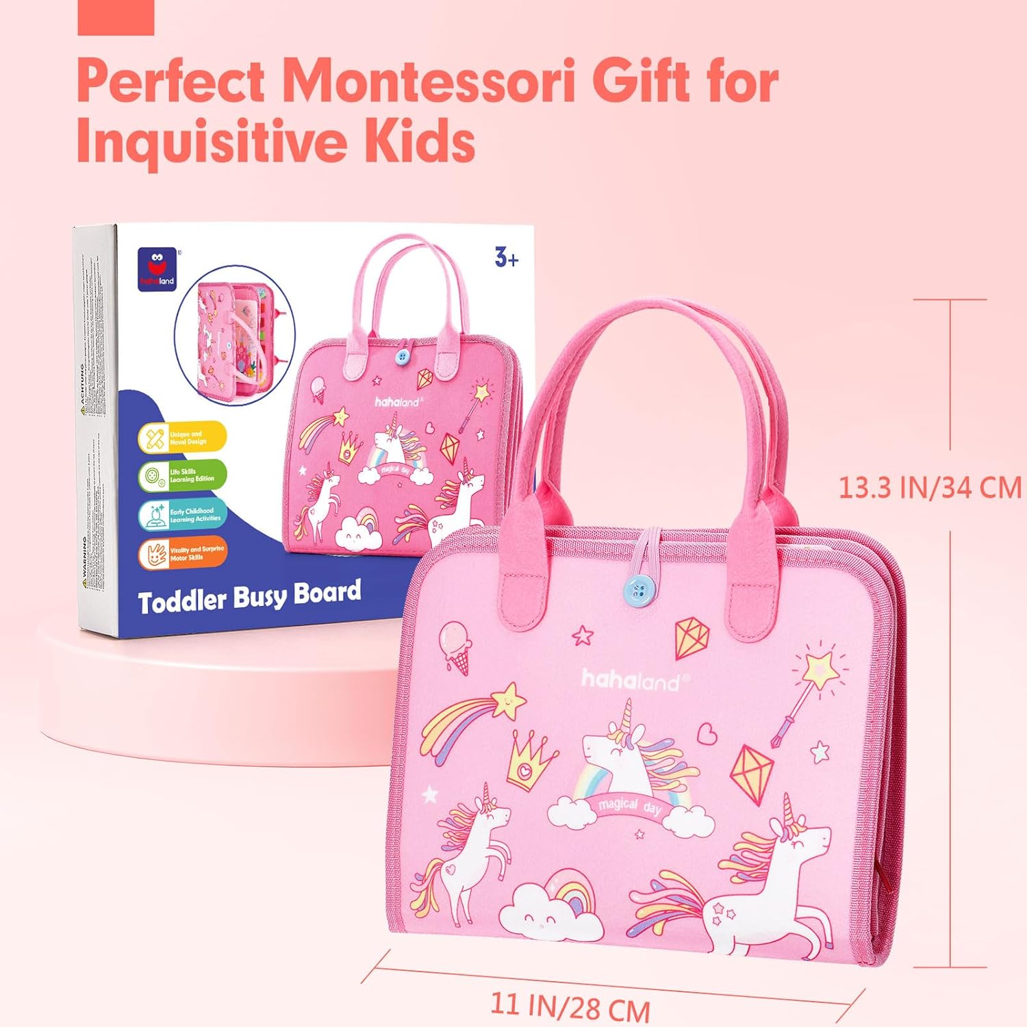 Jouet Éducatif pour la Petite Enfance Busy Board | Lettres, Alphabets, Formes, Couleurs et Animaux, Jouets Montessori pour Tout-Petits de 2, 3, 4 Ans