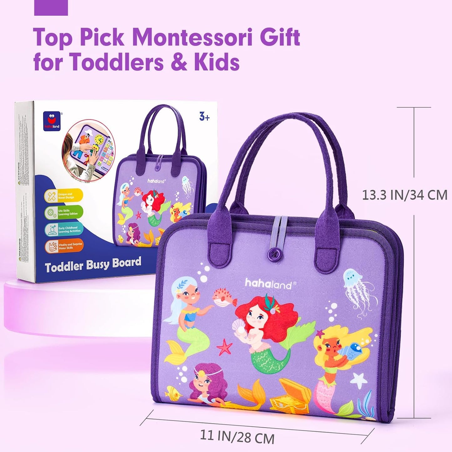 Jouet Éducatif pour la Petite Enfance Busy Board | Lettres, Alphabets, Formes, Couleurs et Animaux, Jouets Montessori pour Tout-Petits de 2, 3, 4 Ans