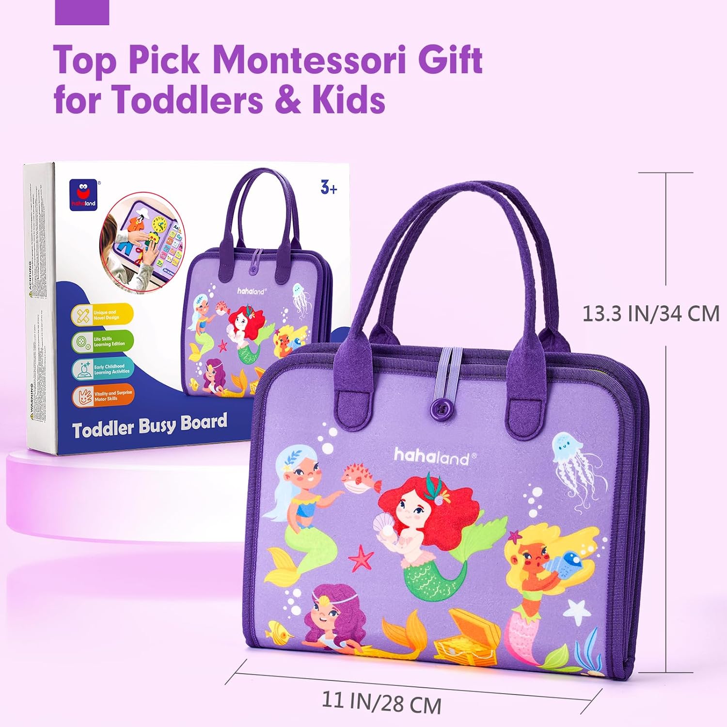 Jouet Éducatif pour la Petite Enfance Busy Board | Lettres, Alphabets, Formes, Couleurs et Animaux, Jouets Montessori pour Tout-Petits de 2, 3, 4 Ans
