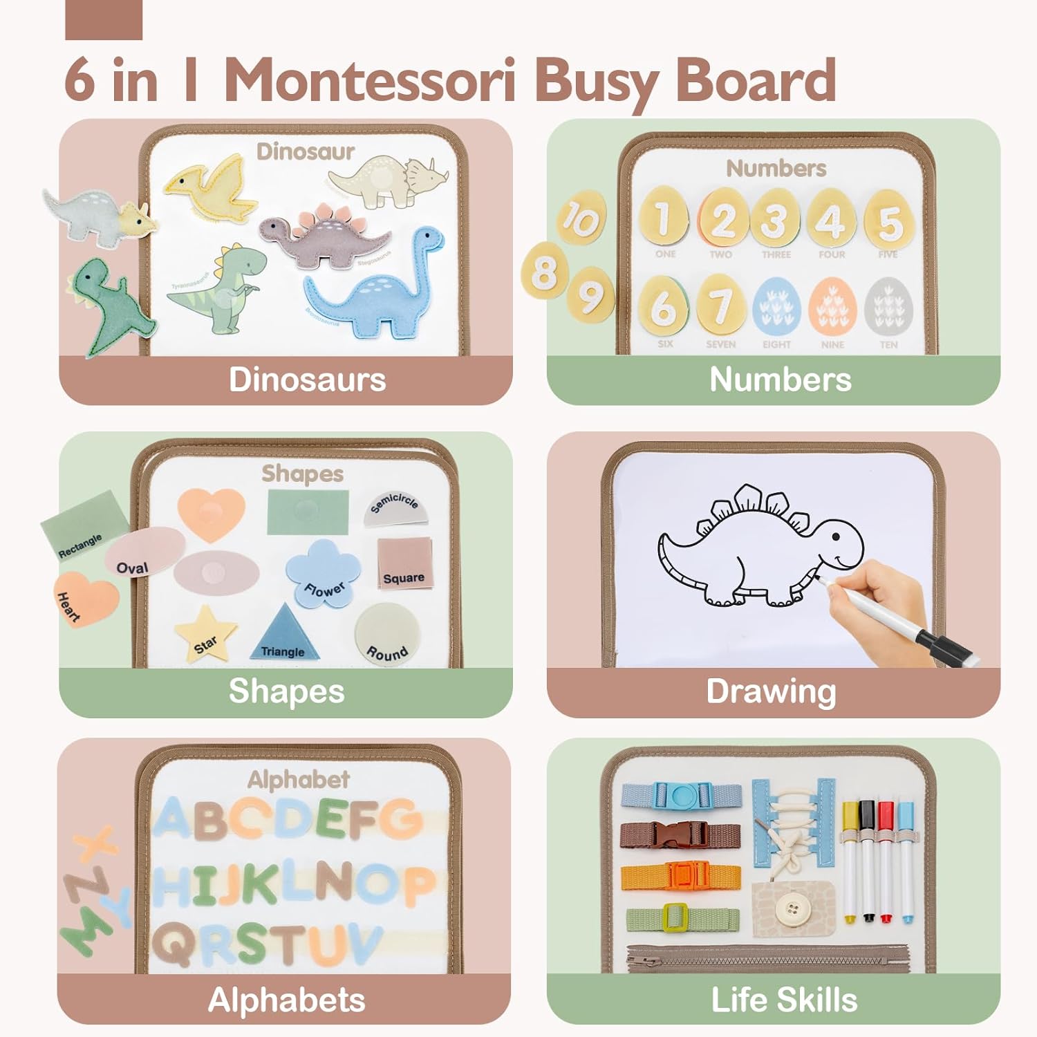 Jouet Éducatif pour la Petite Enfance Busy Board | Lettres, Alphabets, Formes, Couleurs et Animaux, Jouets Montessori pour Tout-Petits de 2, 3, 4 Ans