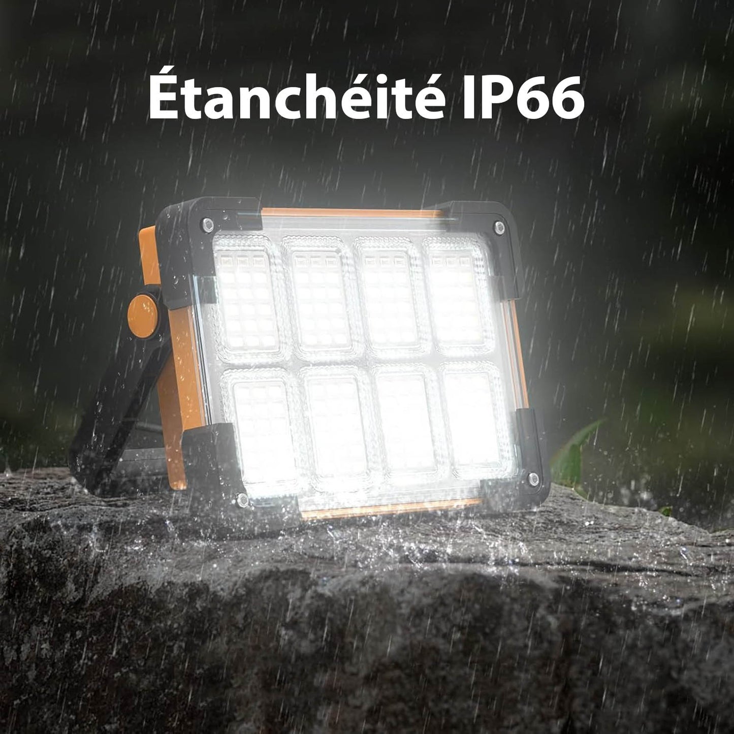 Projecteur LED Rechargeable 100W avec Powerbank Solaire Intégrée