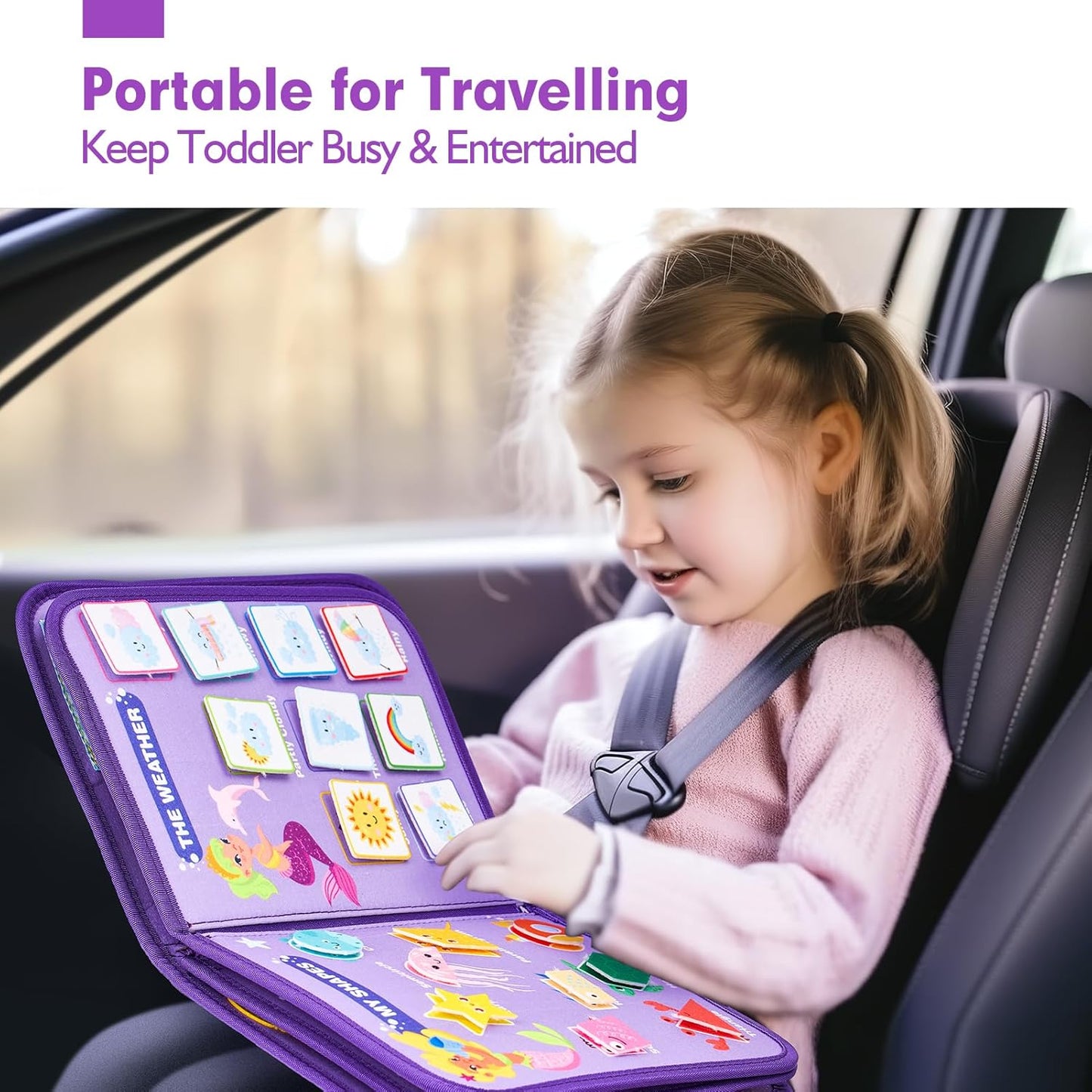 Jouet Éducatif pour la Petite Enfance Busy Board | Lettres, Alphabets, Formes, Couleurs et Animaux, Jouets Montessori pour Tout-Petits de 2, 3, 4 Ans