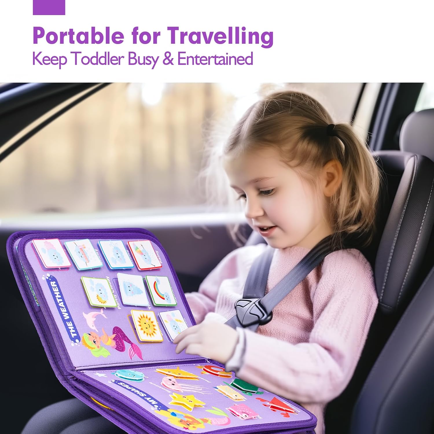 Jouet Éducatif pour la Petite Enfance Busy Board | Lettres, Alphabets, Formes, Couleurs et Animaux, Jouets Montessori pour Tout-Petits de 2, 3, 4 Ans