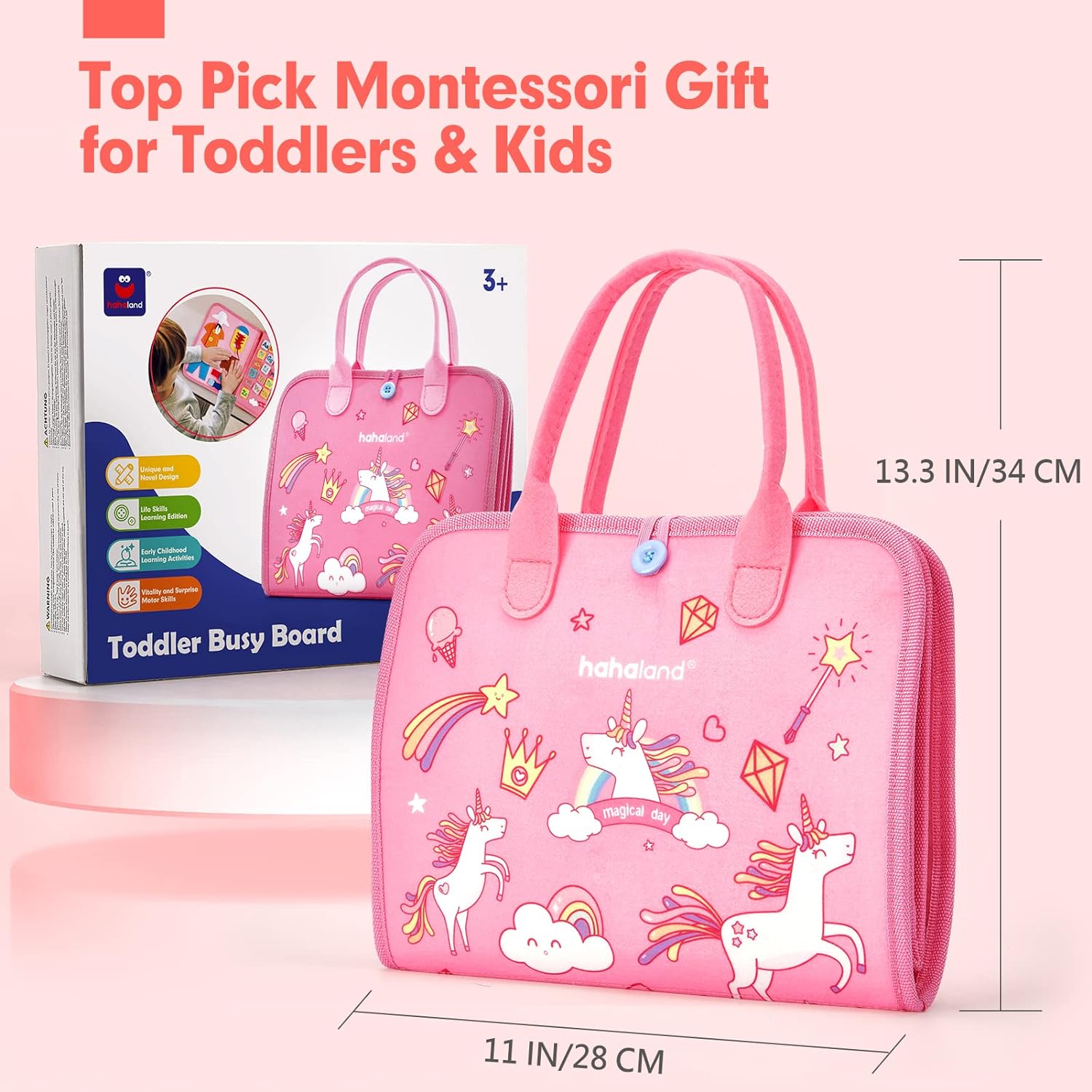 Jouet Éducatif pour la Petite Enfance Busy Board | Lettres, Alphabets, Formes, Couleurs et Animaux, Jouets Montessori pour Tout-Petits de 2, 3, 4 Ans