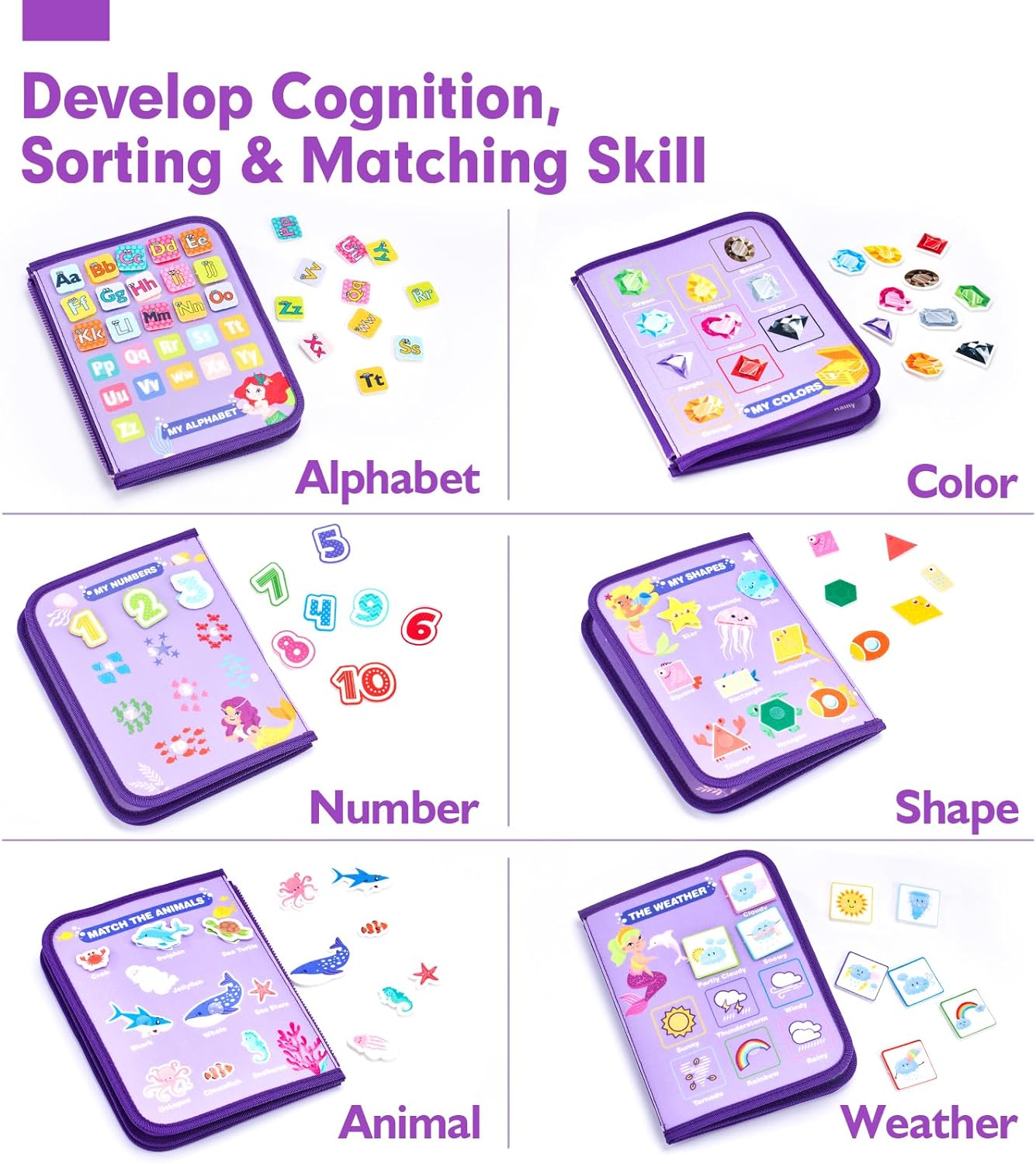 Jouet Éducatif pour la Petite Enfance Busy Board | Lettres, Alphabets, Formes, Couleurs et Animaux, Jouets Montessori pour Tout-Petits de 2, 3, 4 Ans