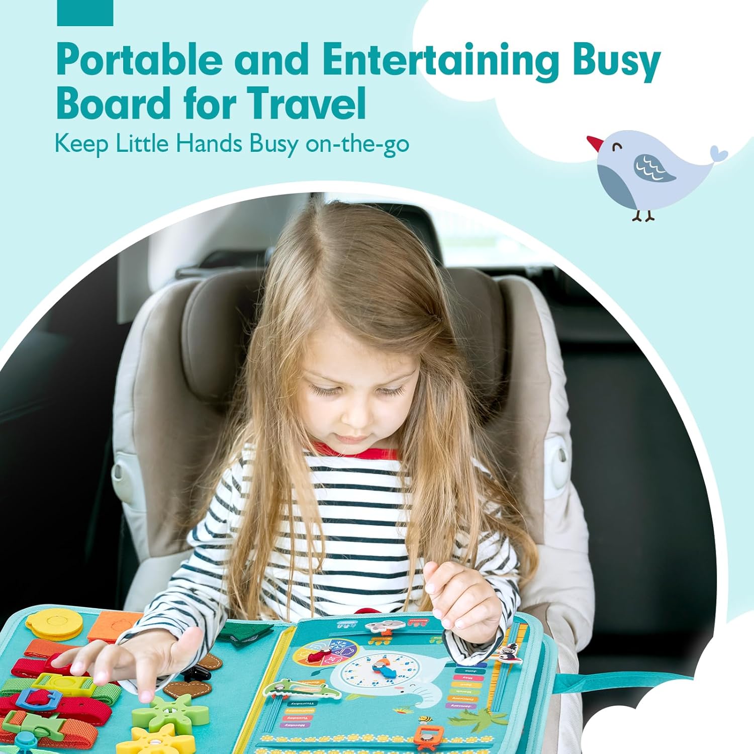 Jouet Éducatif pour la Petite Enfance Busy Board | Lettres, Alphabets, Formes, Couleurs et Animaux, Jouets Montessori pour Tout-Petits de 2, 3, 4 Ans