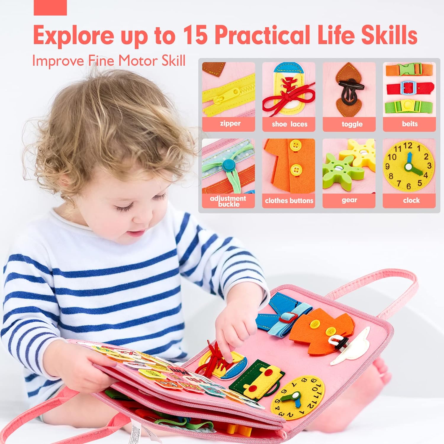 Jouet Éducatif pour la Petite Enfance Busy Board | Lettres, Alphabets, Formes, Couleurs et Animaux, Jouets Montessori pour Tout-Petits de 2, 3, 4 Ans