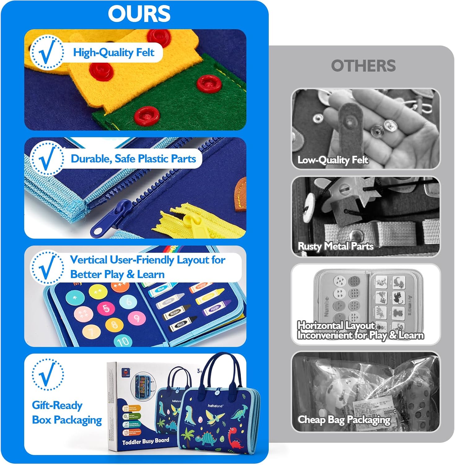 Jouet Éducatif pour la Petite Enfance Busy Board | Lettres, Alphabets, Formes, Couleurs et Animaux, Jouets Montessori pour Tout-Petits de 2, 3, 4 Ans