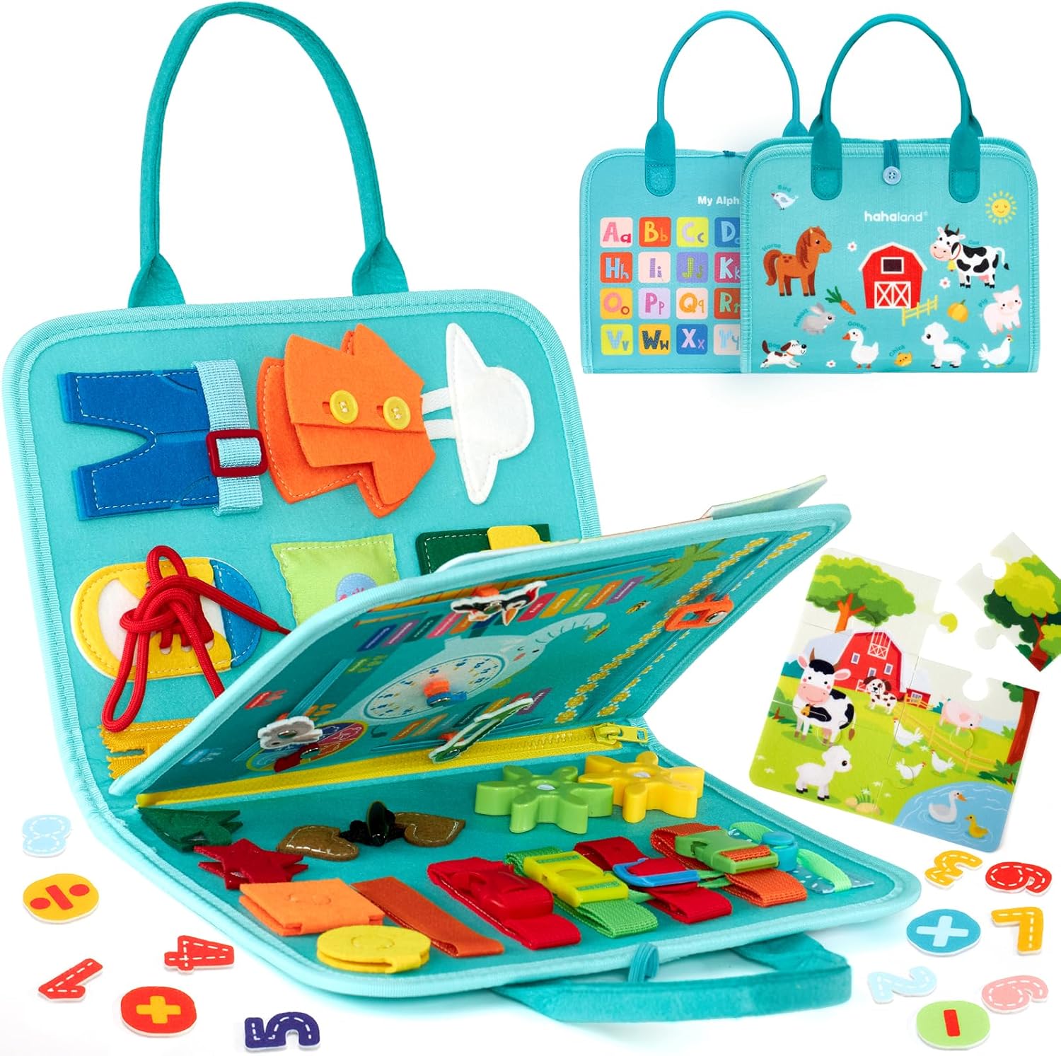 Jouet Éducatif pour la Petite Enfance Busy Board | Lettres, Alphabets, Formes, Couleurs et Animaux, Jouets Montessori pour Tout-Petits de 2, 3, 4 Ans