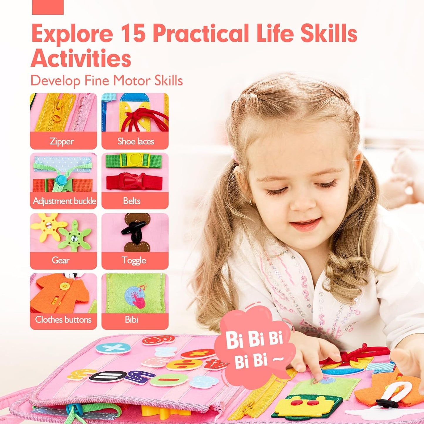 Jouet Éducatif pour la Petite Enfance Busy Board | Lettres, Alphabets, Formes, Couleurs et Animaux, Jouets Montessori pour Tout-Petits de 2, 3, 4 Ans