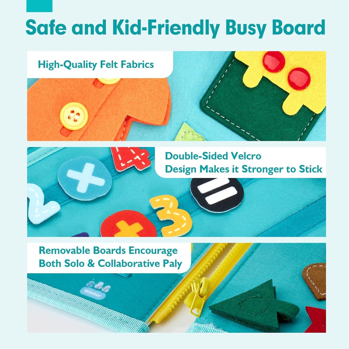 Jouet Éducatif pour la Petite Enfance Busy Board | Lettres, Alphabets, Formes, Couleurs et Animaux, Jouets Montessori pour Tout-Petits de 2, 3, 4 Ans