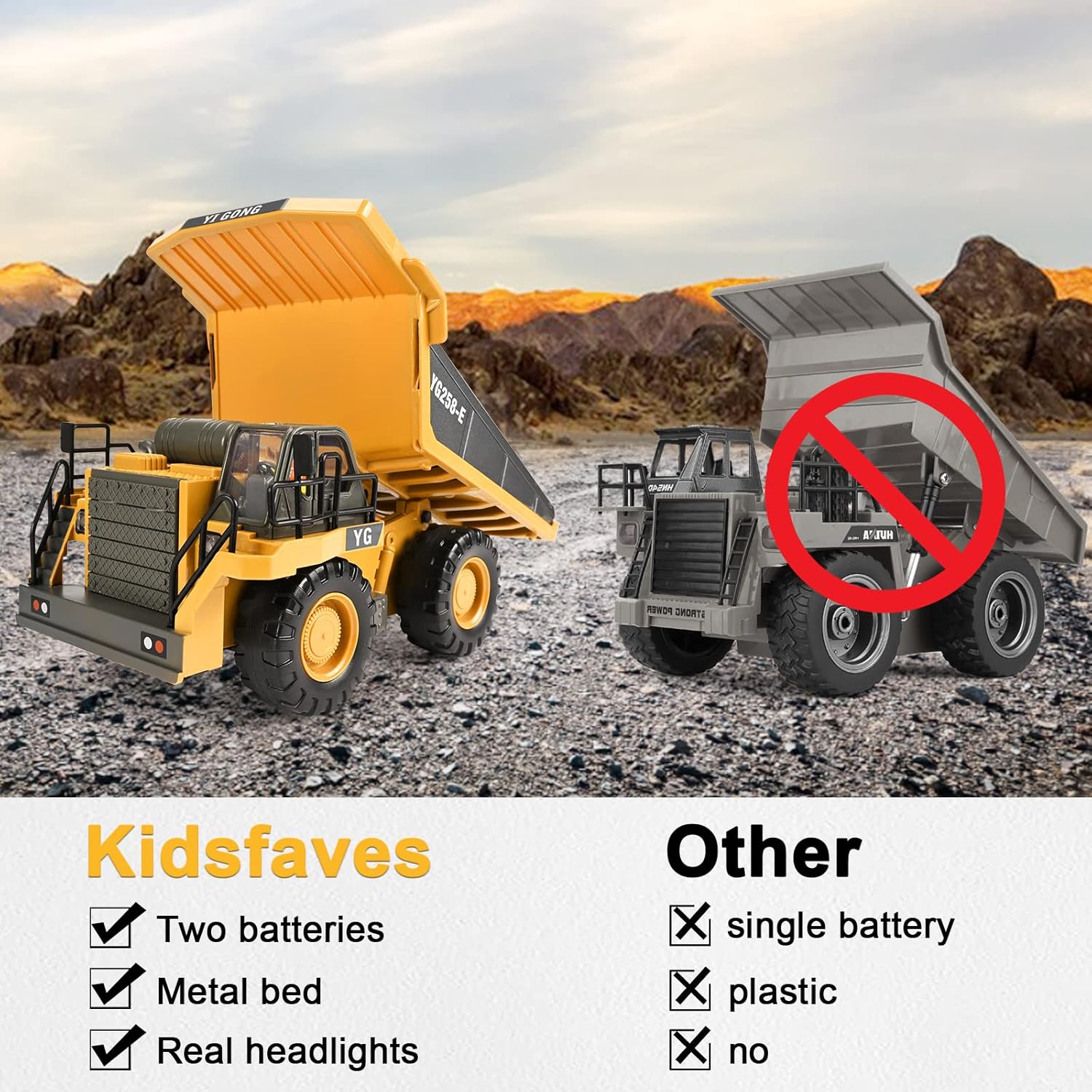 Jouet d'Excavatrice Télécommandée | Excavatrice RC à 680° avec 2 Batteries, Pelle en Métal, Lumières/Sons pour Enfants de 3 à 8 Ans