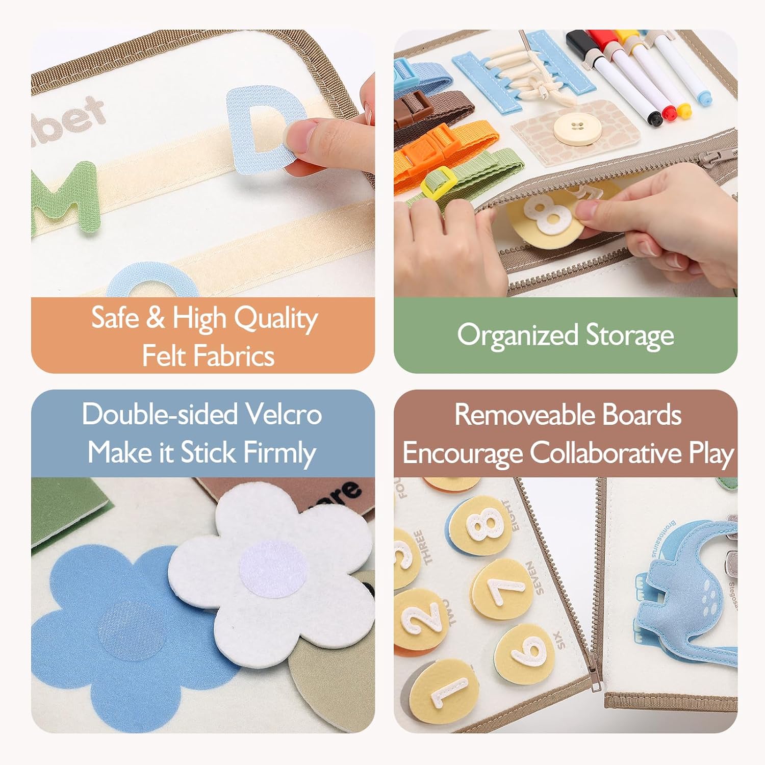 Jouet Éducatif pour la Petite Enfance Busy Board | Lettres, Alphabets, Formes, Couleurs et Animaux, Jouets Montessori pour Tout-Petits de 2, 3, 4 Ans