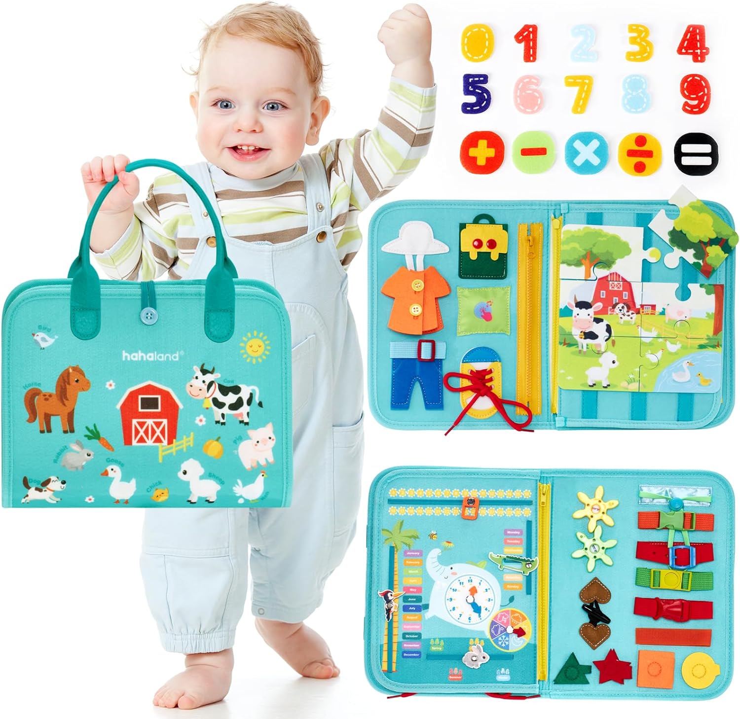 Jouet Éducatif pour la Petite Enfance Busy Board | Lettres, Alphabets, Formes, Couleurs et Animaux, Jouets Montessori pour Tout-Petits de 2, 3, 4 Ans