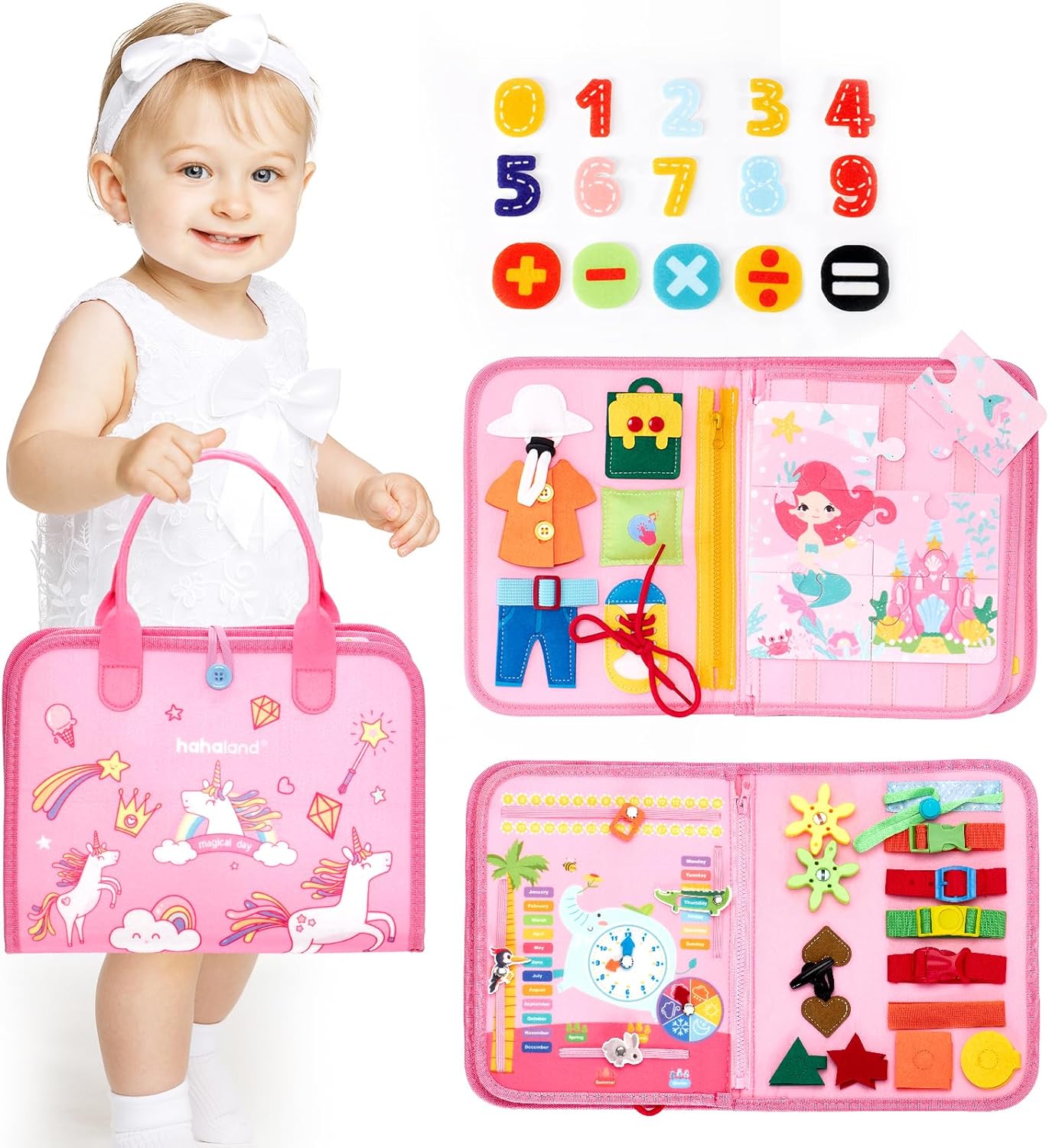 Jouet Éducatif pour la Petite Enfance Busy Board | Lettres, Alphabets, Formes, Couleurs et Animaux, Jouets Montessori pour Tout-Petits de 2, 3, 4 Ans