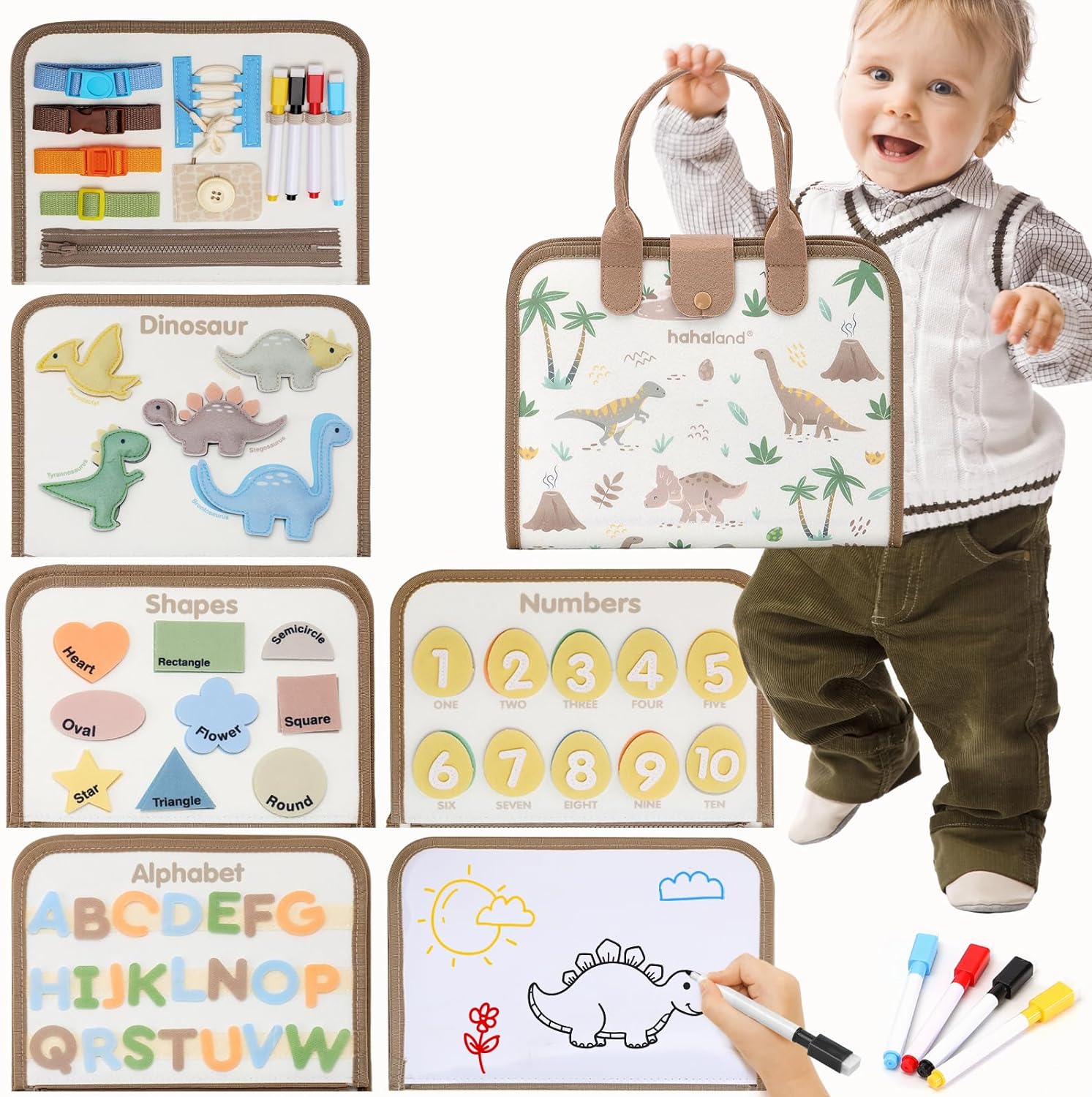 Jouet Éducatif pour la Petite Enfance Busy Board | Lettres, Alphabets, Formes, Couleurs et Animaux, Jouets Montessori pour Tout-Petits de 2, 3, 4 Ans