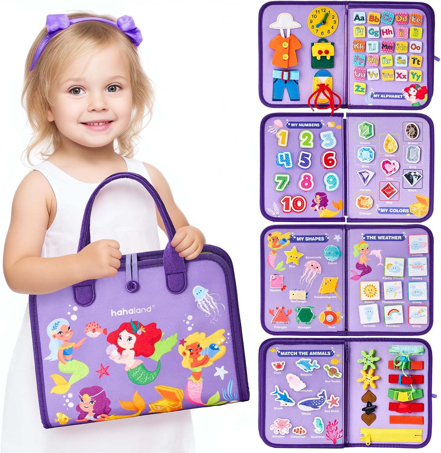 Jouet Éducatif pour la Petite Enfance Busy Board | Lettres, Alphabets, Formes, Couleurs et Animaux, Jouets Montessori pour Tout-Petits de 2, 3, 4 Ans