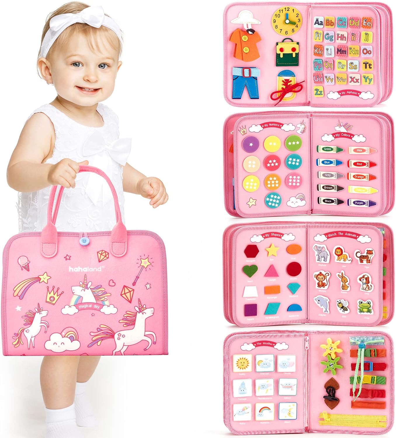 Jouet Éducatif pour la Petite Enfance Busy Board | Lettres, Alphabets, Formes, Couleurs et Animaux, Jouets Montessori pour Tout-Petits de 2, 3, 4 Ans