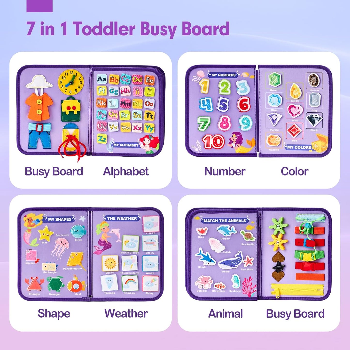 Jouet Éducatif pour la Petite Enfance Busy Board | Lettres, Alphabets, Formes, Couleurs et Animaux, Jouets Montessori pour Tout-Petits de 2, 3, 4 Ans