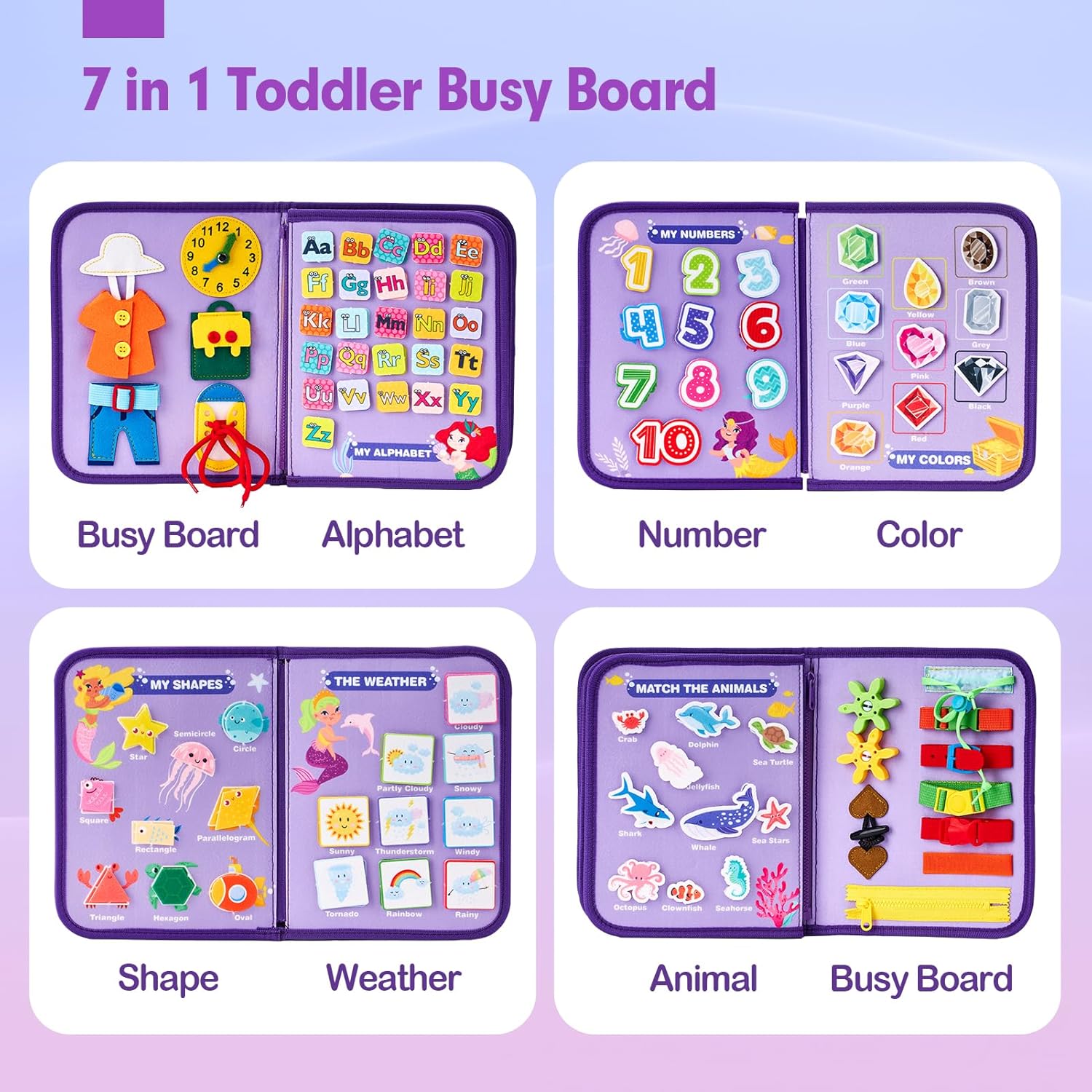Jouet Éducatif pour la Petite Enfance Busy Board | Lettres, Alphabets, Formes, Couleurs et Animaux, Jouets Montessori pour Tout-Petits de 2, 3, 4 Ans