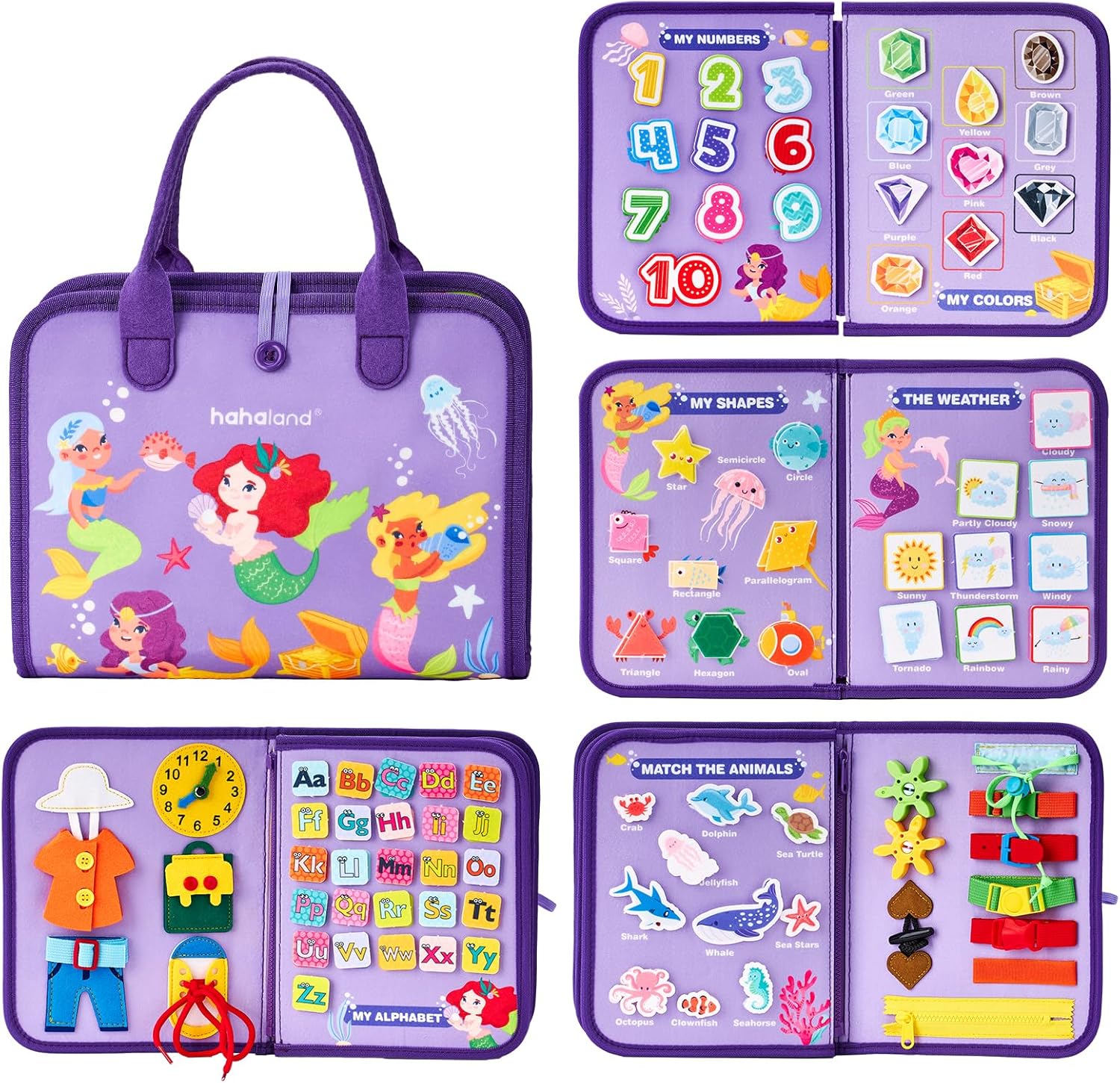 Jouet Éducatif pour la Petite Enfance Busy Board | Lettres, Alphabets, Formes, Couleurs et Animaux, Jouets Montessori pour Tout-Petits de 2, 3, 4 Ans