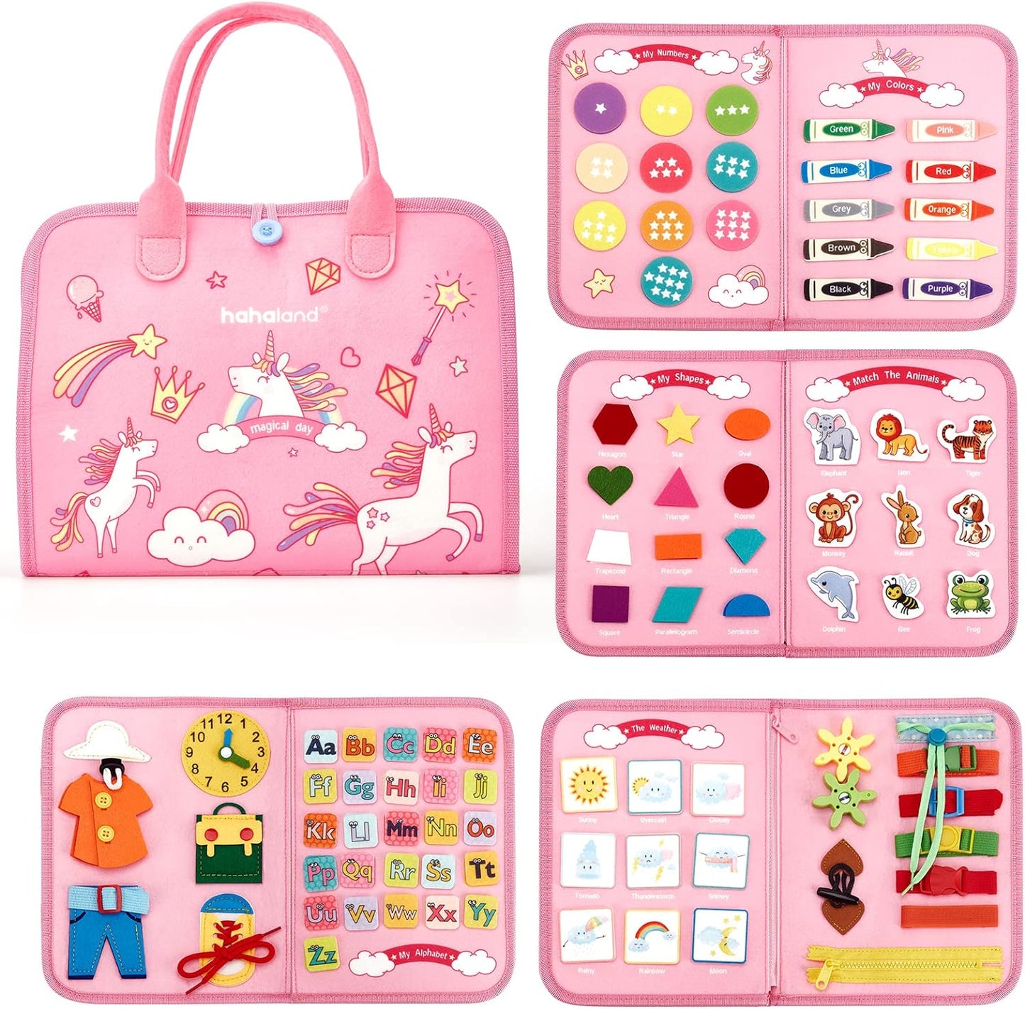 Jouet Éducatif pour la Petite Enfance Busy Board | Lettres, Alphabets, Formes, Couleurs et Animaux, Jouets Montessori pour Tout-Petits de 2, 3, 4 Ans