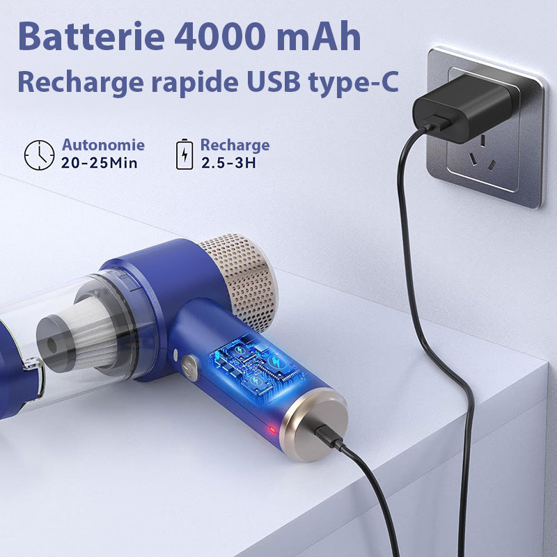 Aspirateur à Main Sans Fil pour Voiture Puissant et Efficace