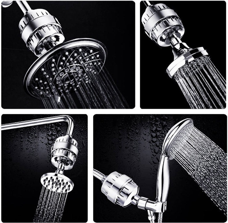 Filtre pour Pommeau de Douche Anti-Calcaire avec 3 Cartouches Anti-Chlore et Anti-Fluorure