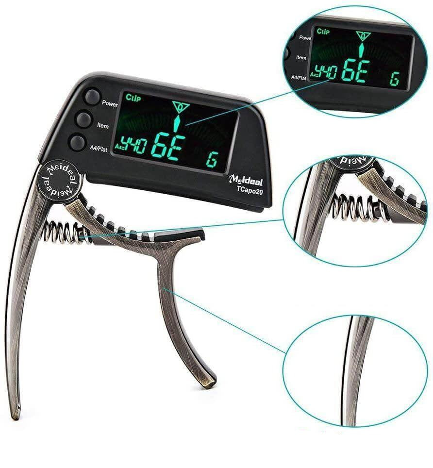 Capo et accordeur pour guitare 2-en-1