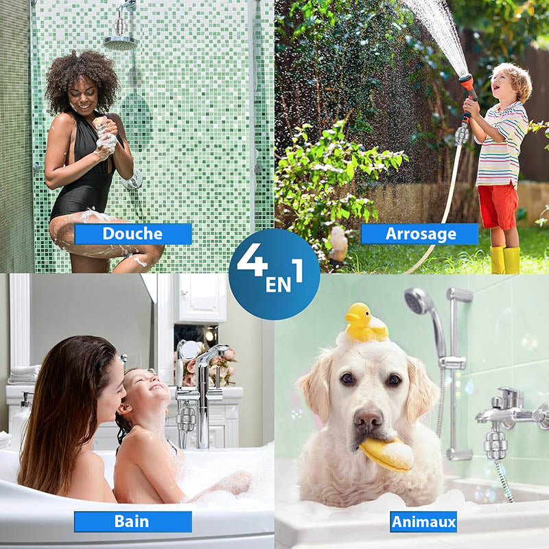 Filtre pour Pommeau de Douche Anti-Calcaire avec 3 Cartouches Anti-Chlore et Anti-Fluorure