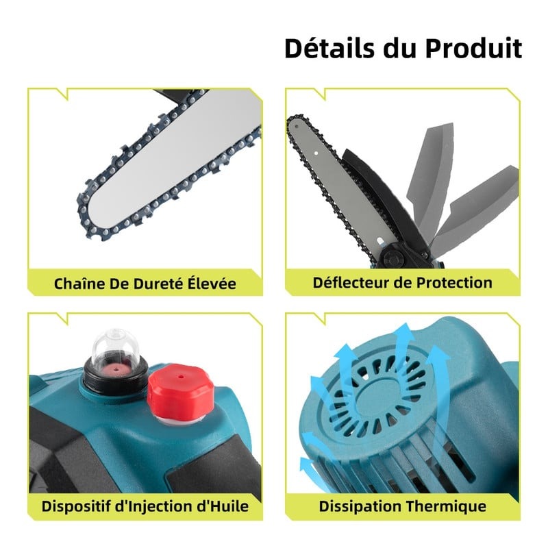 Tronçonneuse Électrique Puissante à Batterie 15000 mAh