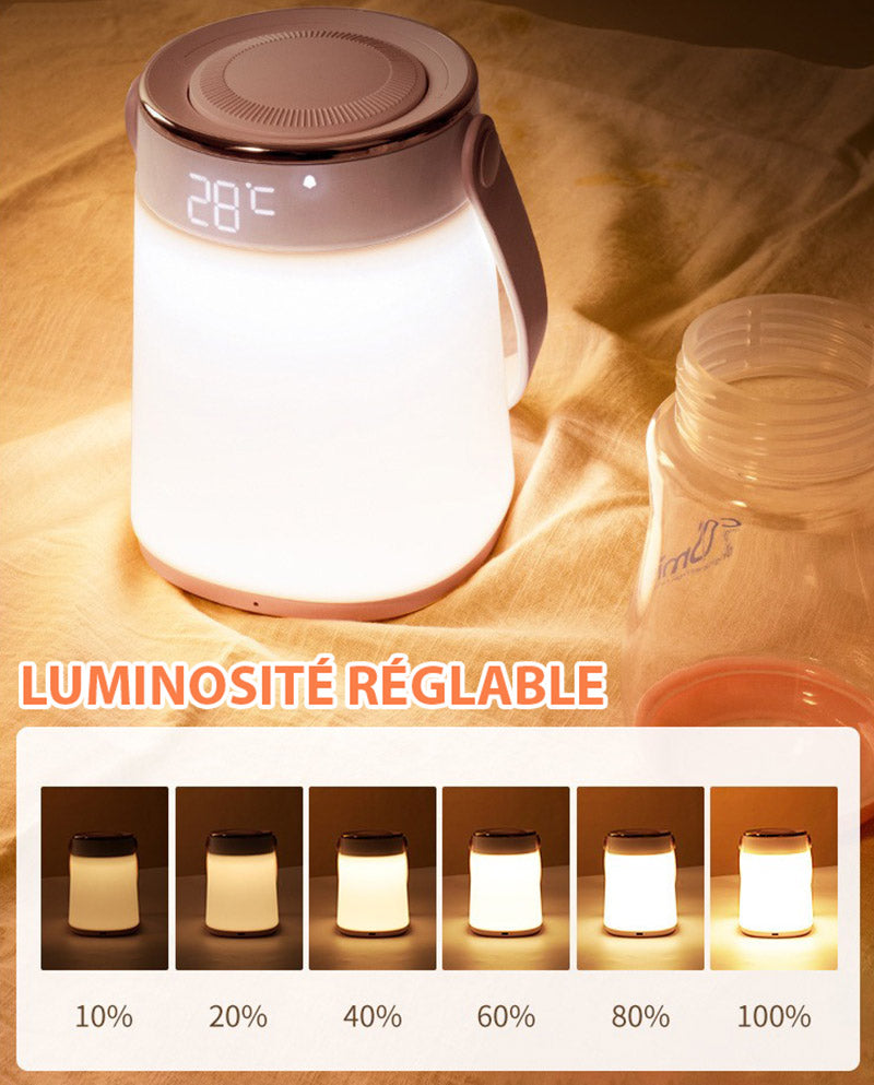 Veilleuse LED Rechargeable avec Télécommande pour Bébé - Affichage Heure et Température