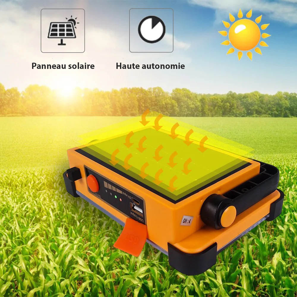 Projecteur LED Rechargeable 100W avec Powerbank Solaire Intégrée