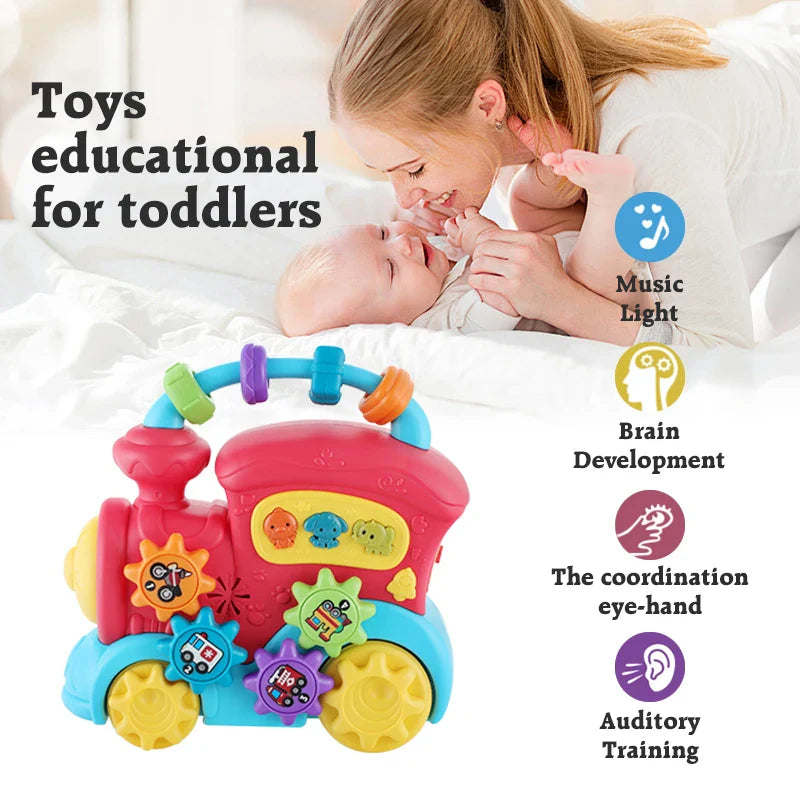 Jouet Éducatif Prématuré Montessori Train Musical | Train avec Boucle de Formes Variées pour