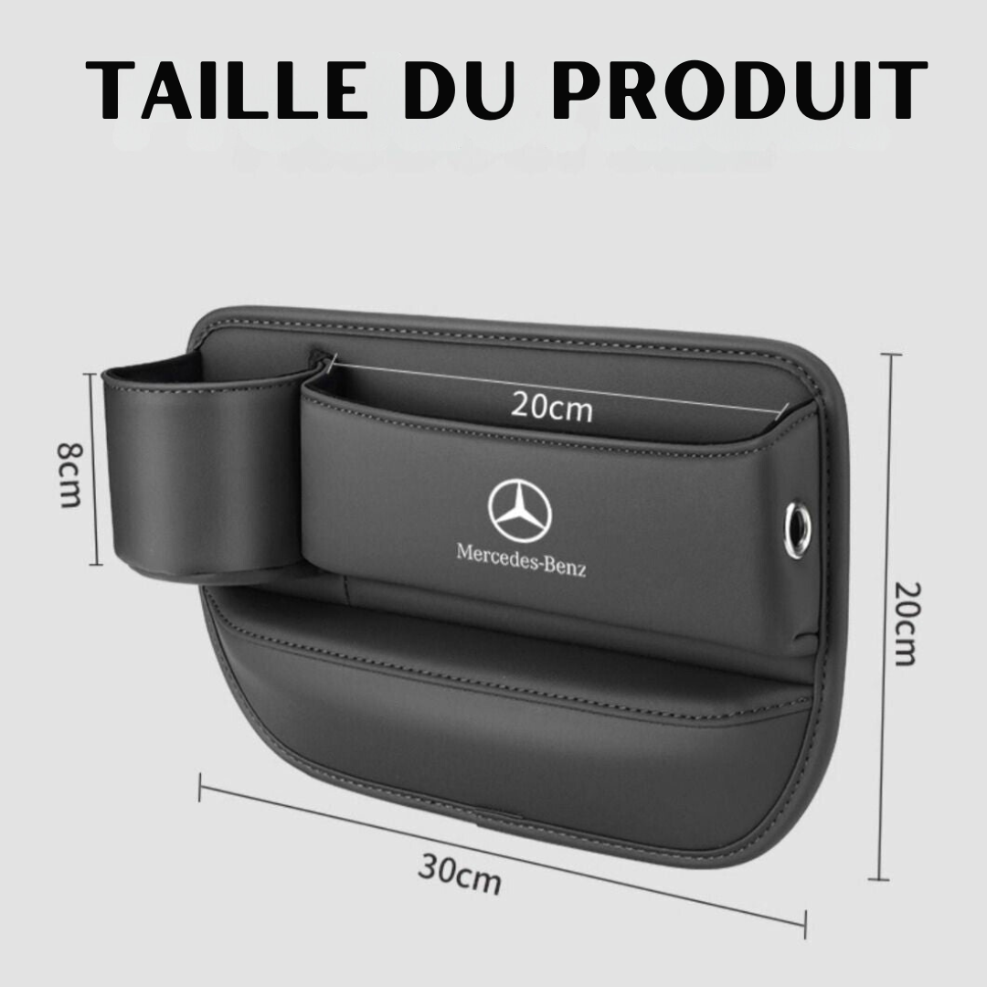 Organisateur de siège de voiture en cuir + porte-gobelet