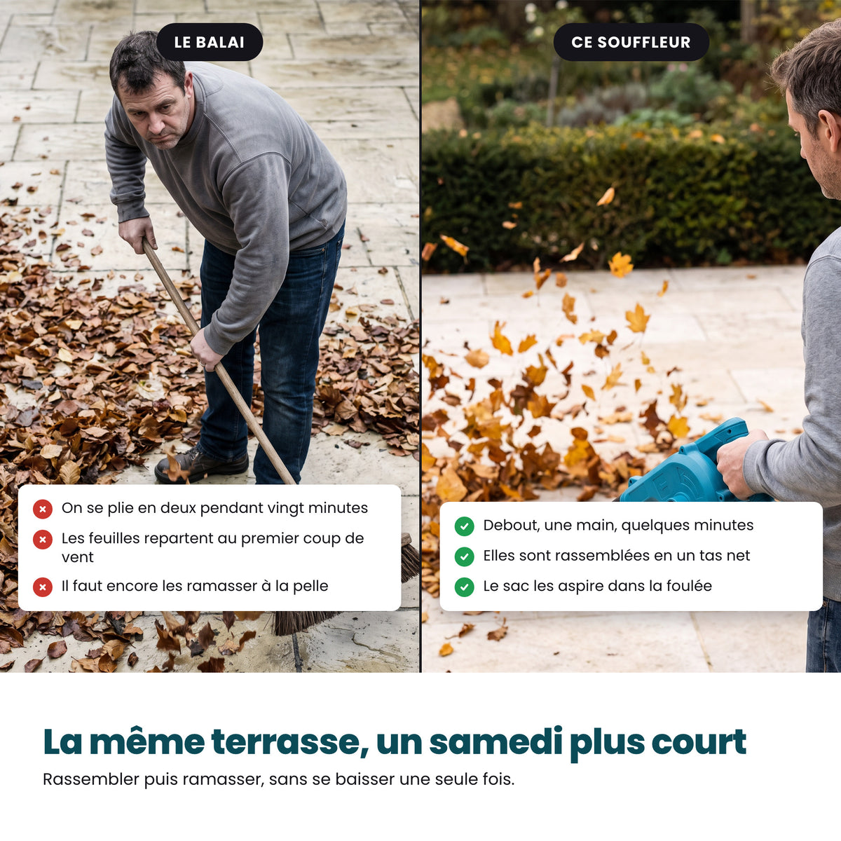 Souffleur-Aspirateur Électrique Pro Sans Fil 2 en 1 (+ Batterie Offerte)