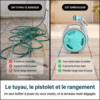 Tuyau d'Arrosage Rétractable avec Enrouleur et Pistolet Multifonction