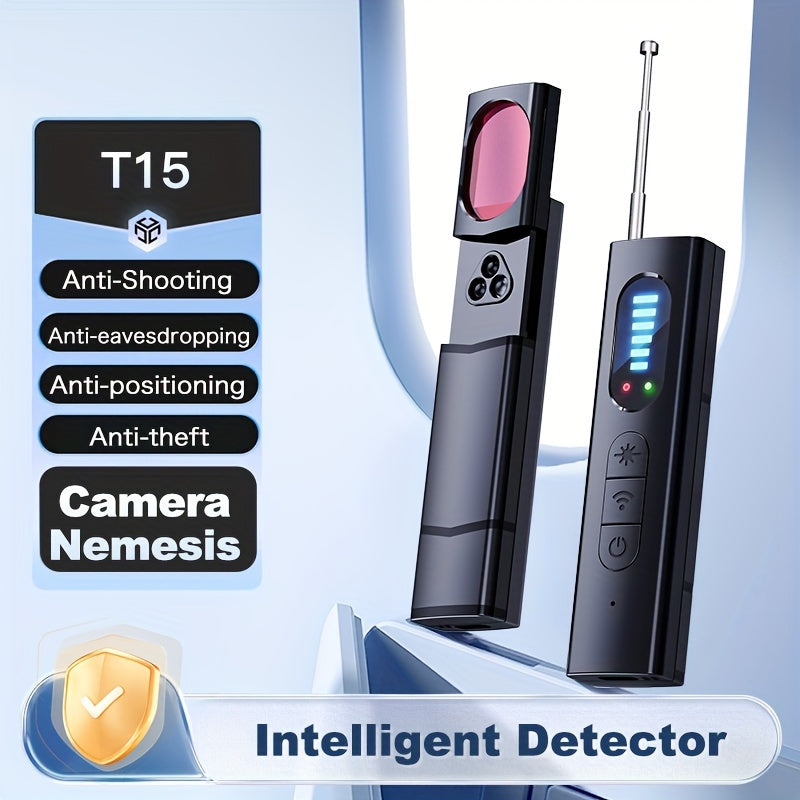 Détecteur de Caméra T15 avec Capteur Infrarouge - Rechargeable via USB, Scanner de Signal RF pour Traqueurs GPS et Caméras Espionnes, Idéal pour les Hôtels