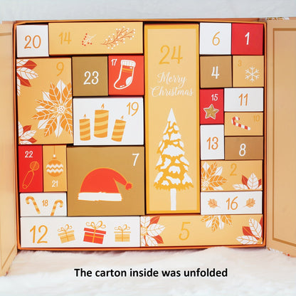 Calendrier de l’Avent de Noël 25 Pièces 2024 | Boîte Cadeau Réutilisable en Bois et Carton, Compte à Rebours de 24 Jours, Décor Festif pour Maison & Cuisine