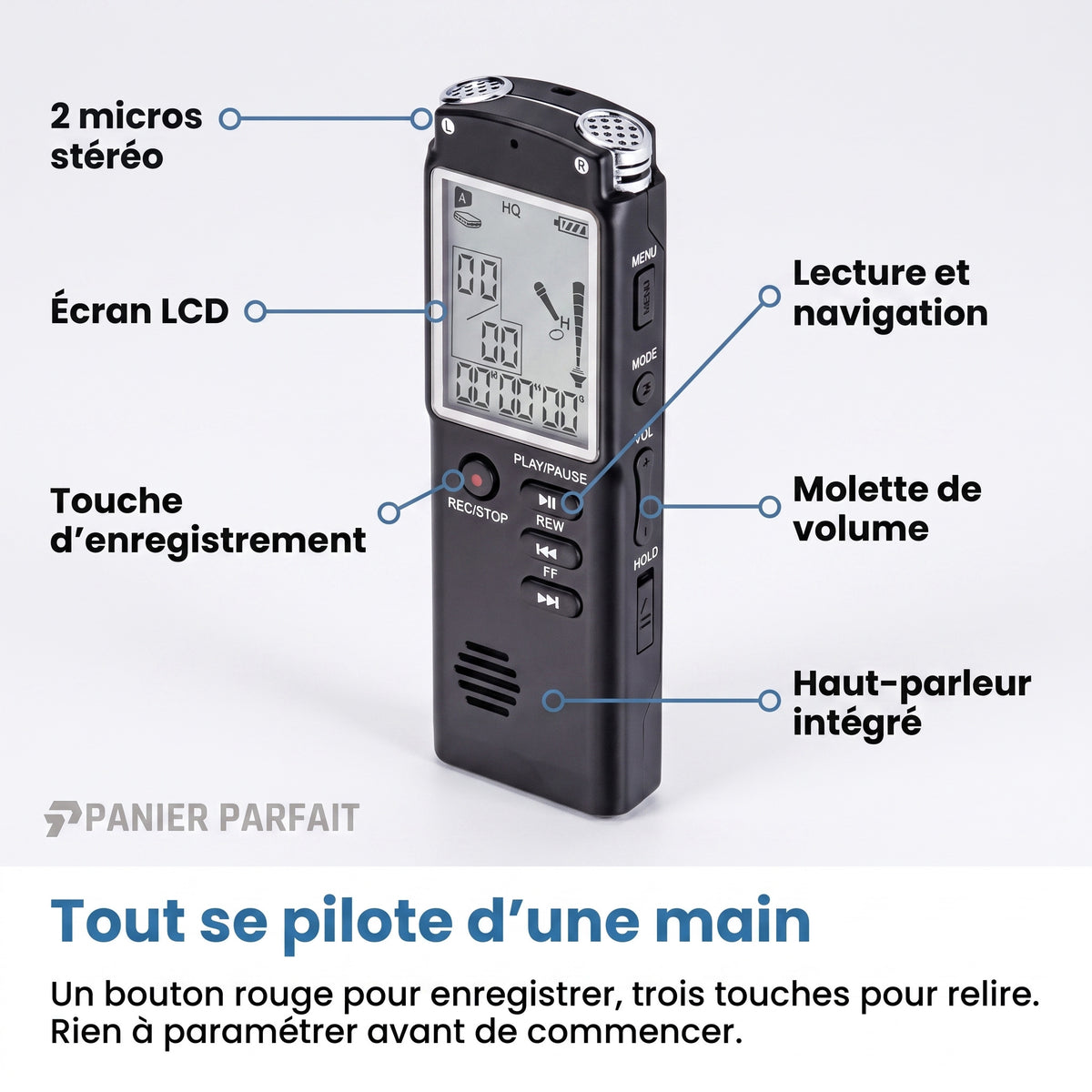 Dictaphone Enregistreur Vocal Numérique