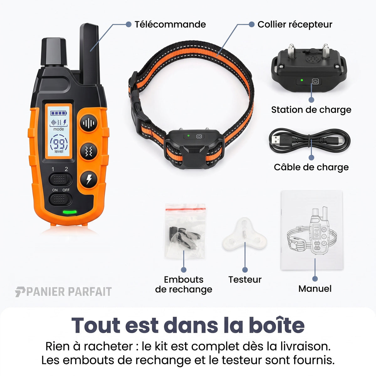 Collier de Dressage pour Chiens Premium 1000m - Étanche et Rechargeable