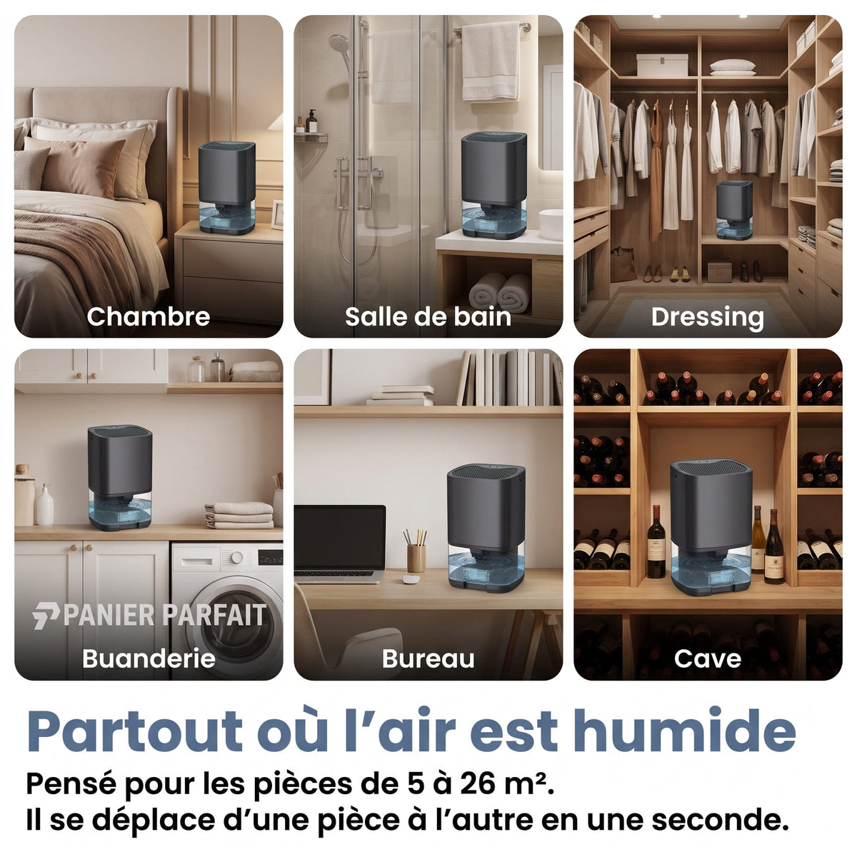 Déshumidificateur d'Air 2 en 1 Silencieux