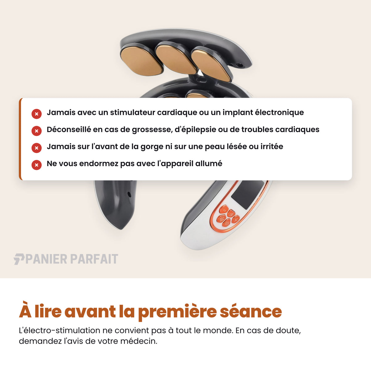 Masseur Cervical Intelligent 6 Électrodes – Chauffant & Sans Fil